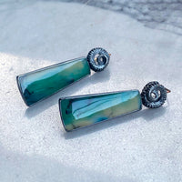 Opalized Wood Earrings with Octopus Tentacles